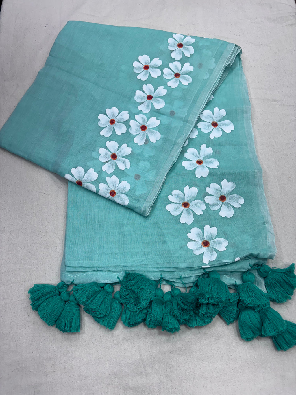 Painted cotton Mulmul saree