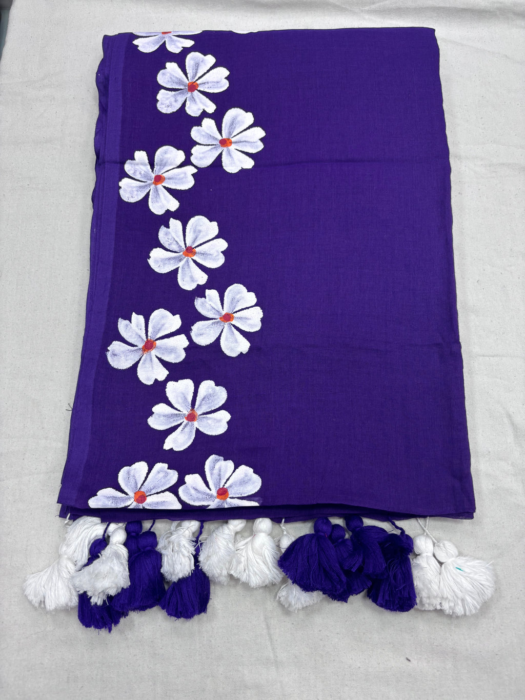 Painted cotton Mulmul saree
