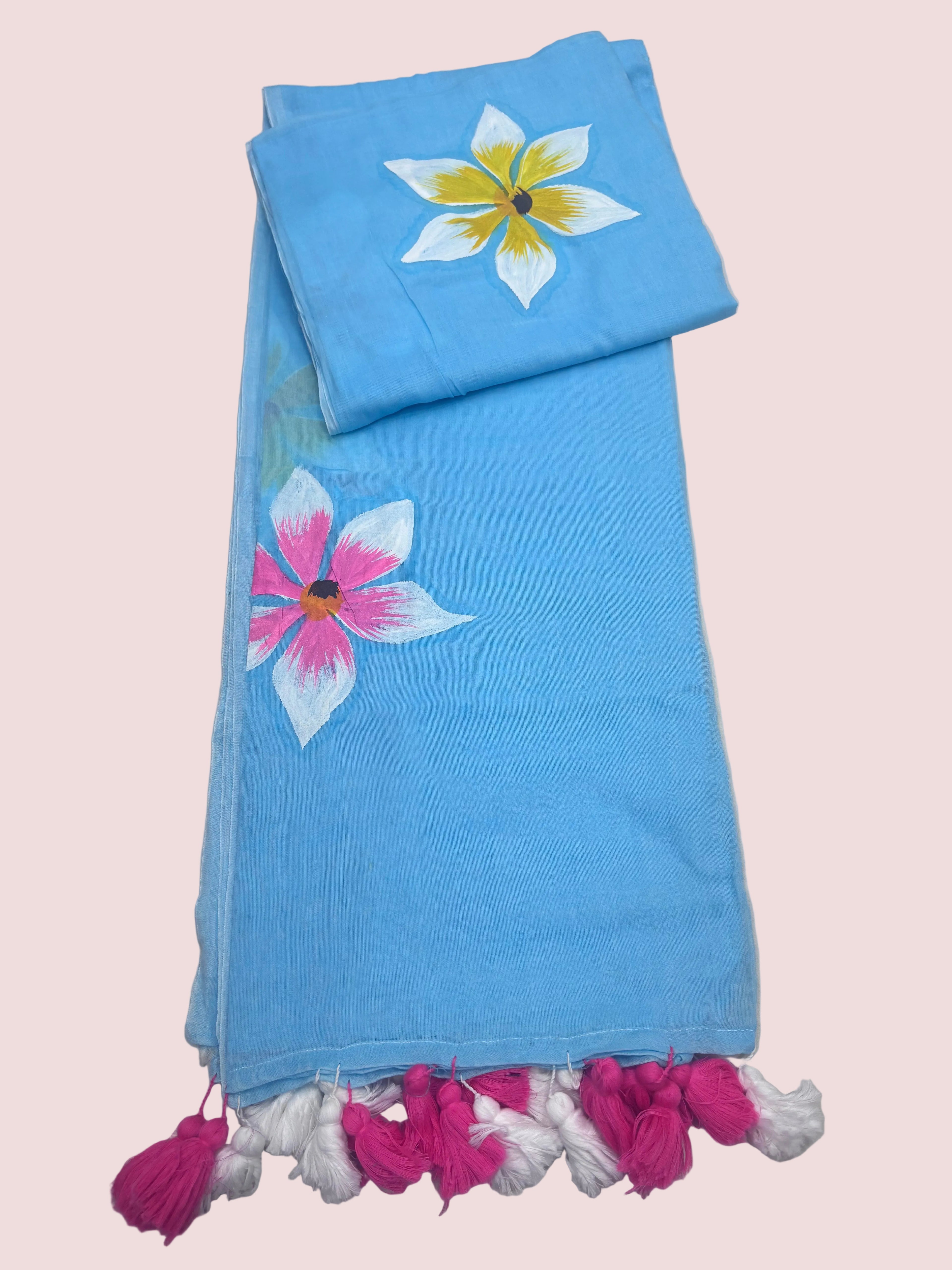 Painted Mulmul Cotton Saree