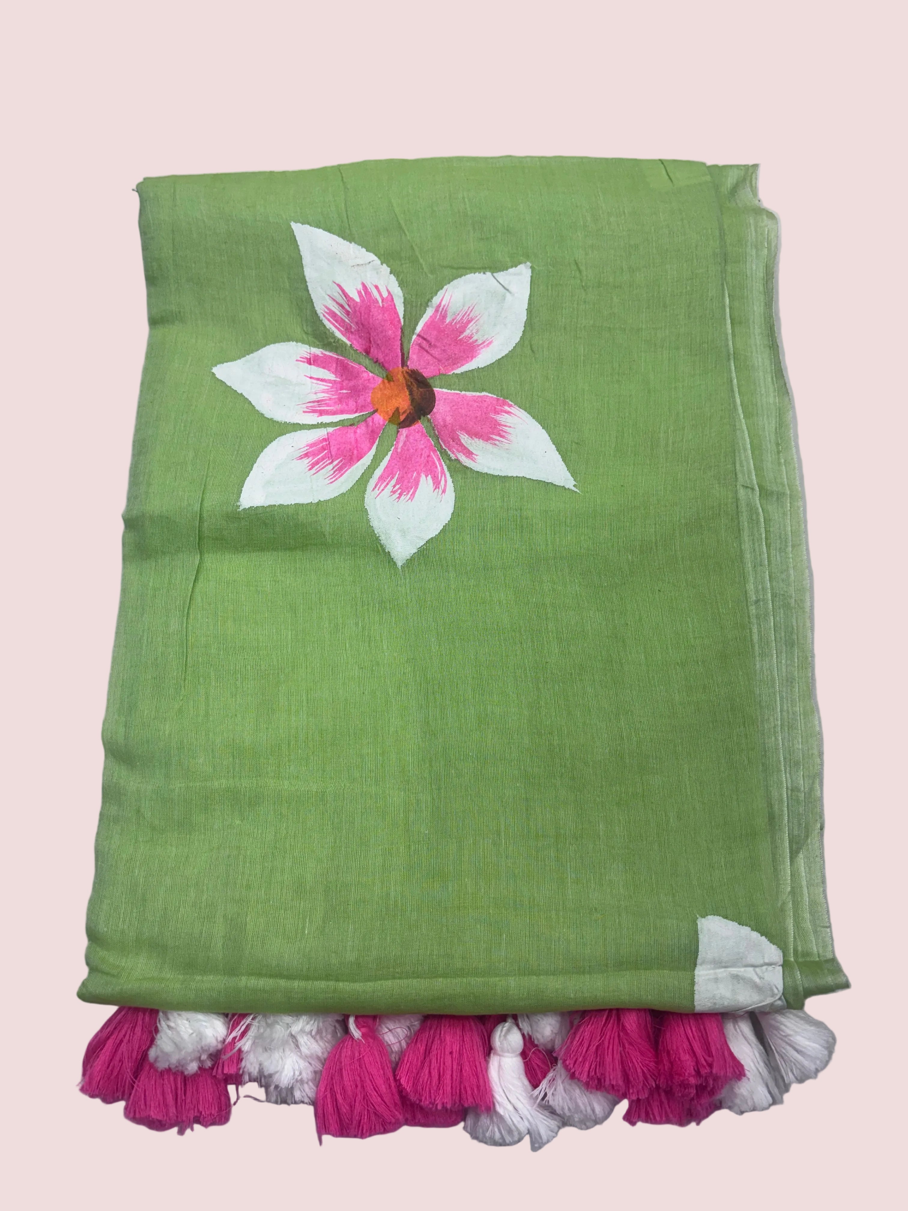 Painted Mulmul Cotton Saree