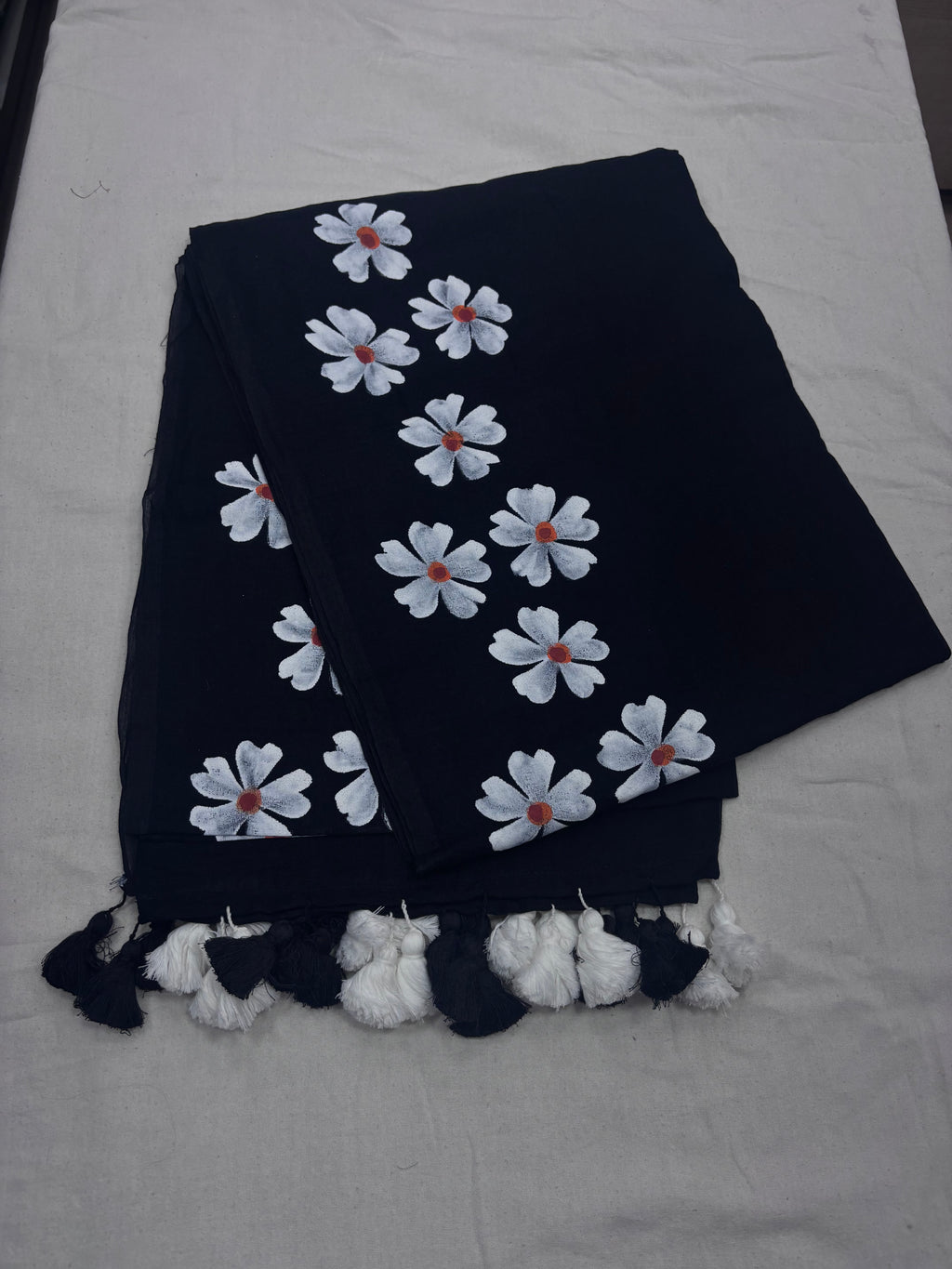 Painted cotton Mulmul saree