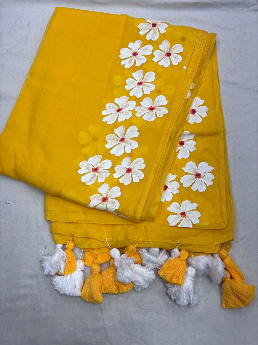 Painted cotton Mulmul saree