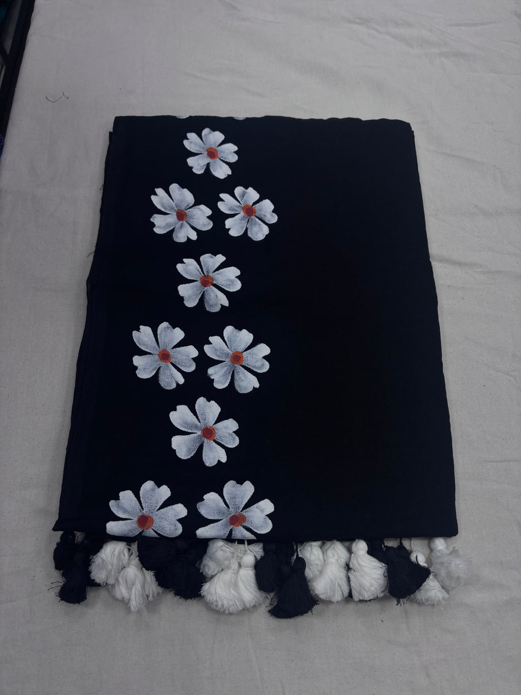 Painted cotton Mulmul saree