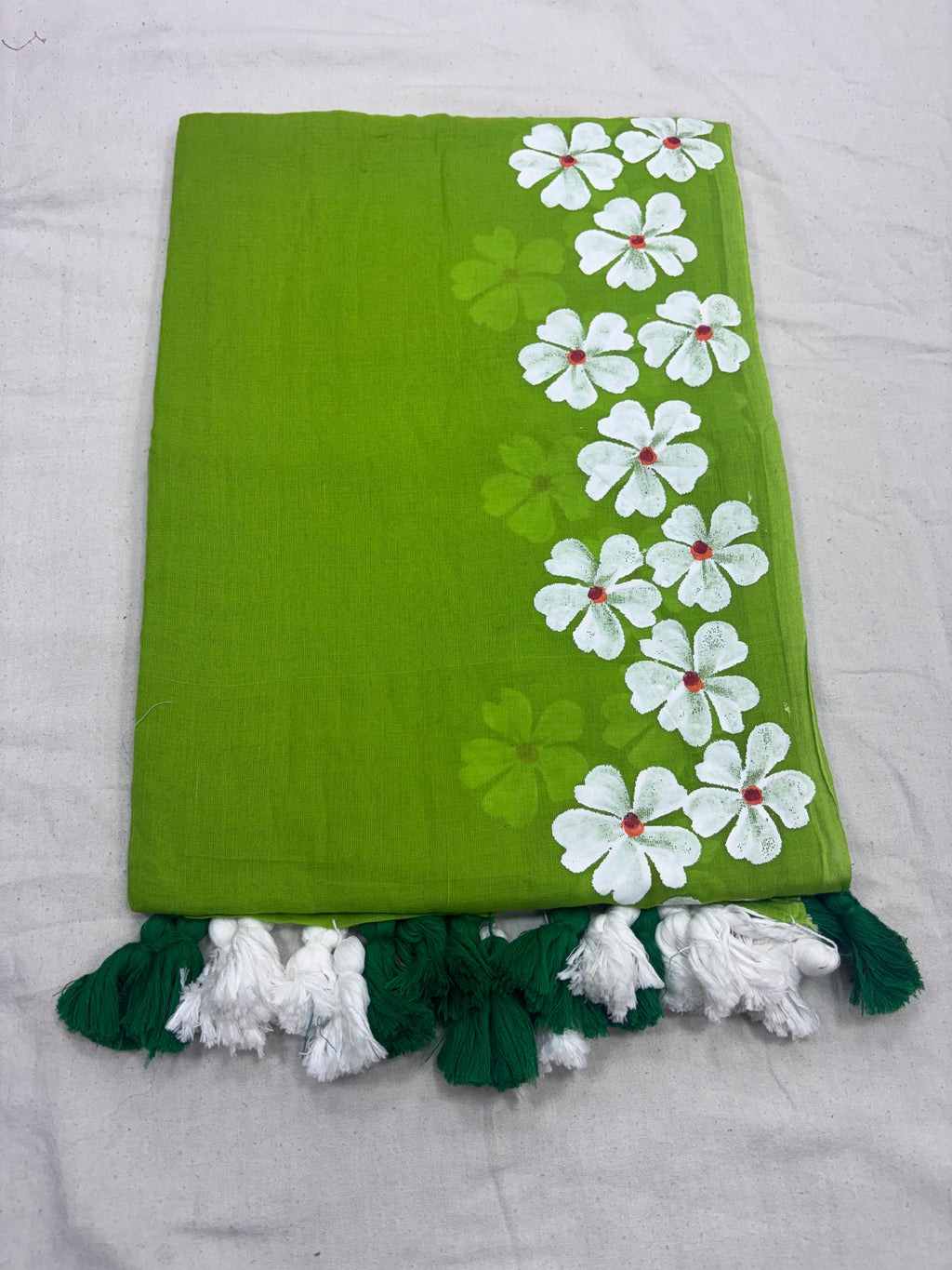 Painted cotton Mulmul saree