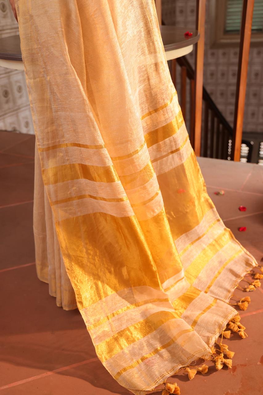 Linen Tissue Saree with Blouse