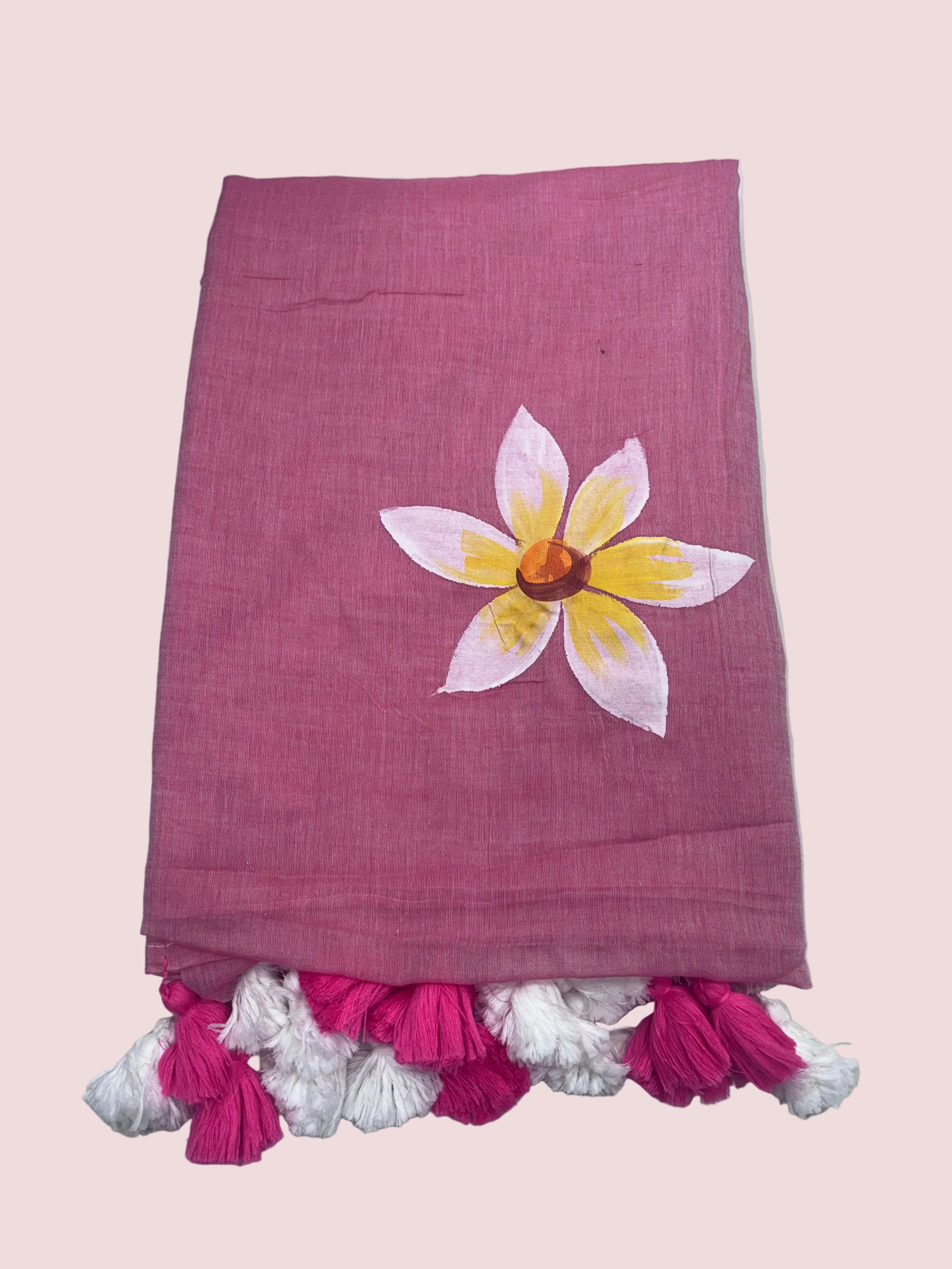 Painted Mulmul Cotton Saree