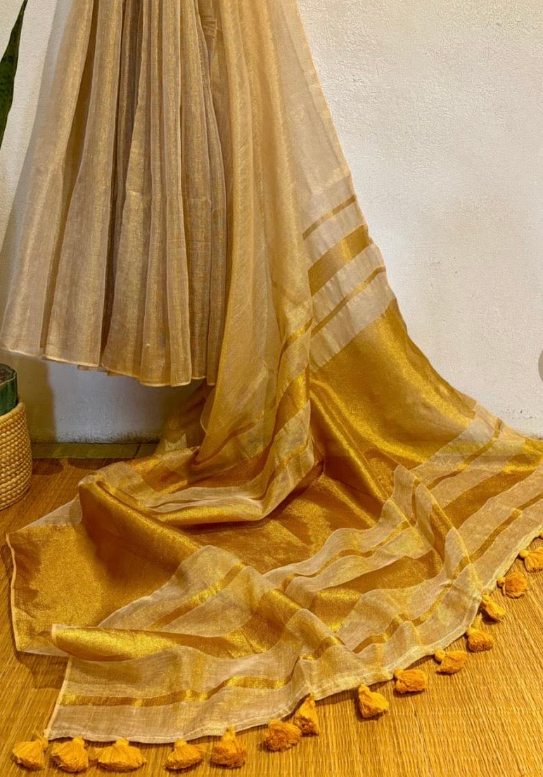 Linen Tissue Saree with Blouse