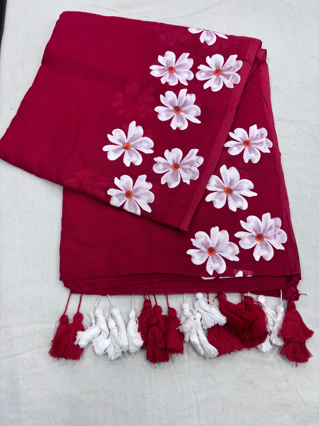Painted cotton Mulmul saree