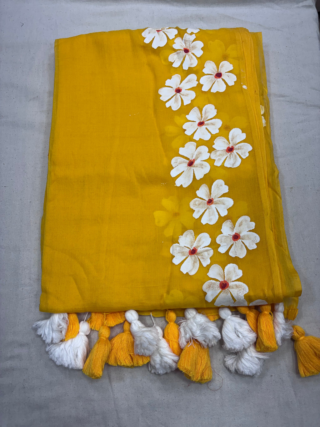 Painted cotton Mulmul saree